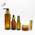 amber bamboo lid glass jar with bamboo lid for face cream body butter lip balm cosmetic BJ-222B